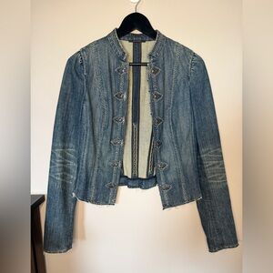 Vintage Elie Tahari Blue Jean Jacket with Embroidered Accents